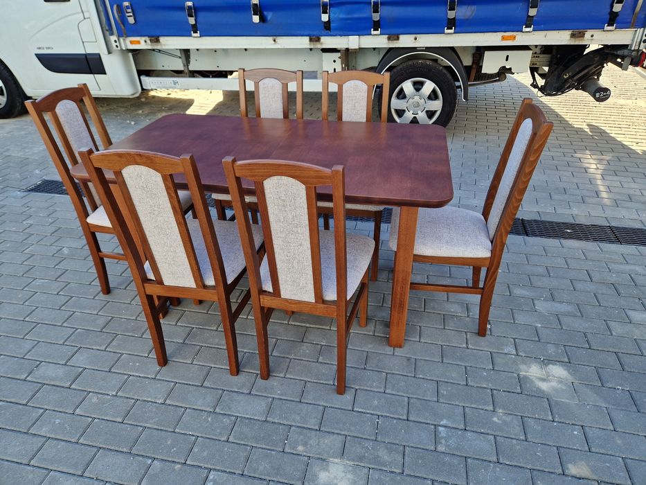 Nowe: Stół + 6 krzeseł,  kasztan + kawa z mlekiem , transport cała POL