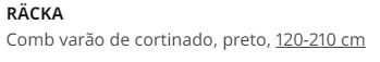 Varão de cortinado Racka preto 120cmX210cm