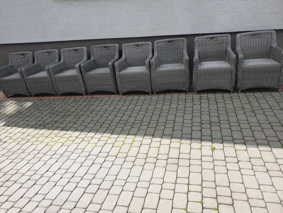 Masywne krzesła ogrodowe z technorattanu 8 sztuk