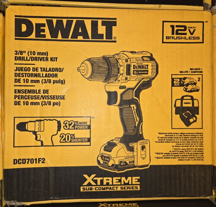 DeWALT DCH072 12V, DCK221 12V, DCD701 12V