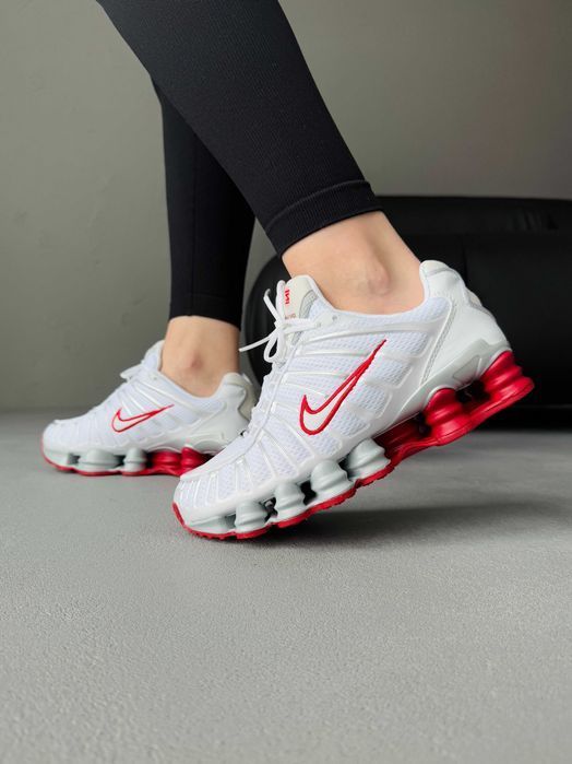 Мужские кроссовки Nike Shox TL White/Red Premium. 40-45