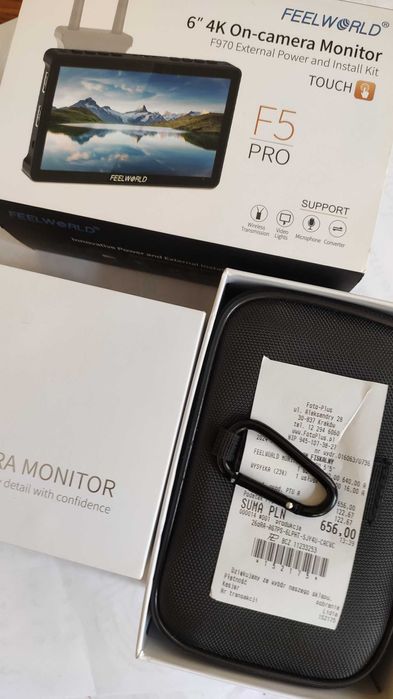 Monitor podglądowy dotykowy 4K do kamery plus akumulatory