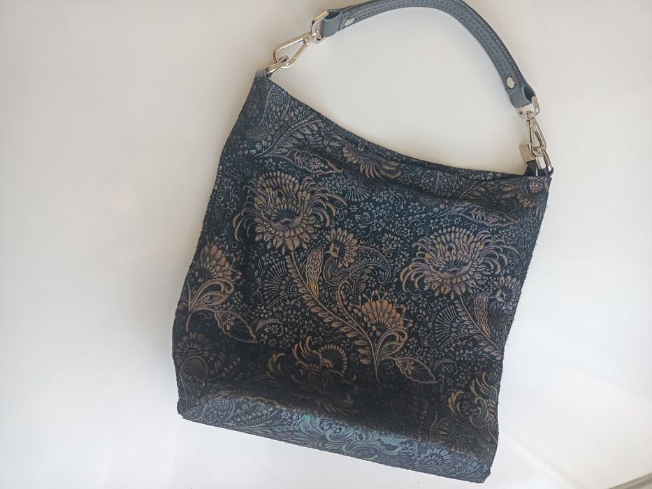 Torebka skórzana zamszowa