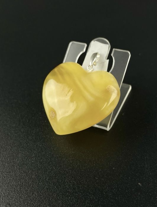 Wisiorek serce z naturalnego bursztynu 7,65g | srebro 925