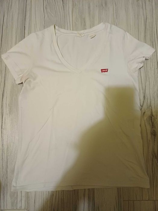 Biały t-shirt levis Levi's V-neck XS (dekolt w serek)