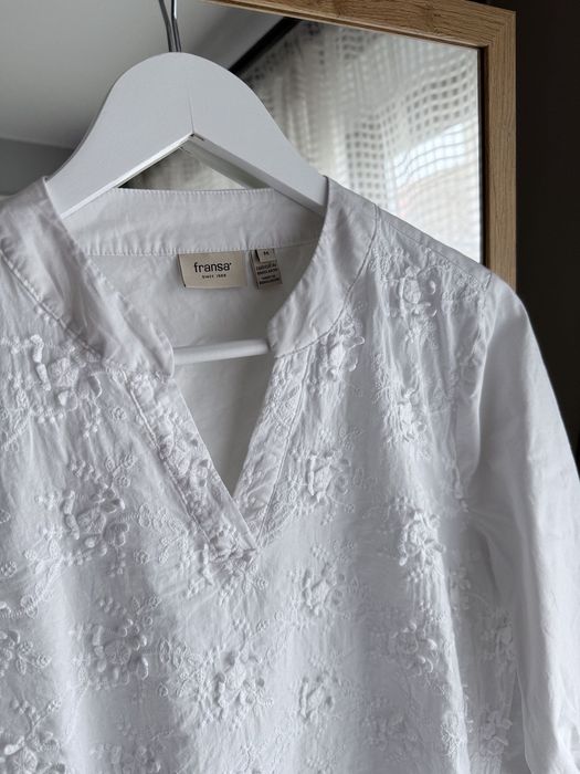 bluzka fransa | rozm. m | oversize | haft | 100% bawełna