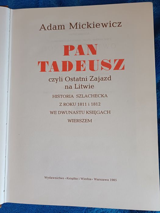 Książka Pan Tadeusz