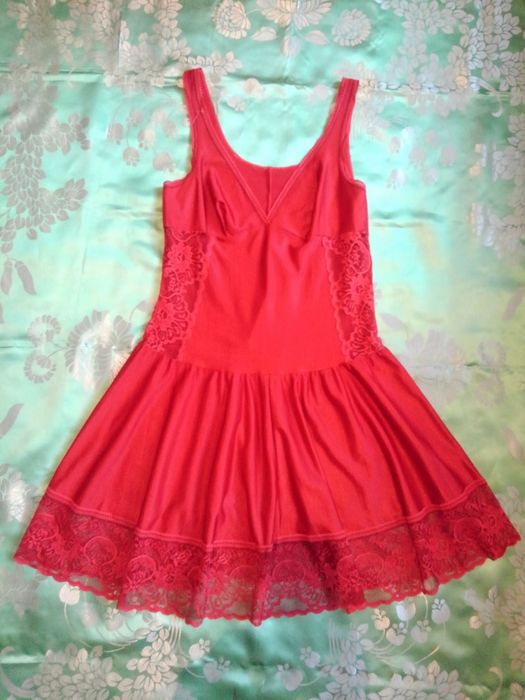 Жіноча комбінація комбинация вишневого червоного бордового кольору