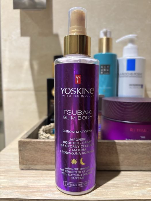 Ten produkt to Yoskine Tsubaki Slim Body, japoński booster spray na oporny cellulit