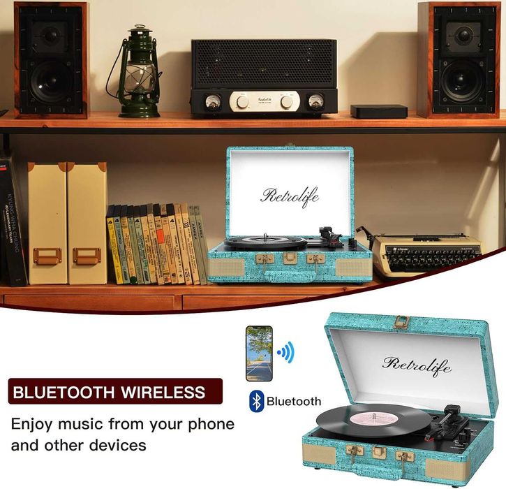 Gramofon Retrolife R610 Winylowy 3 Biegowy Elegancka Walizka Skóra