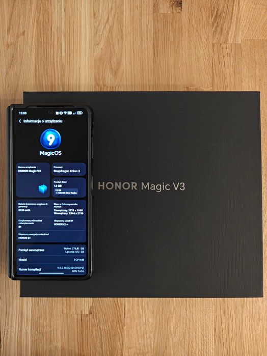 Honor Magic V3 EU 12/512 czarny, jak nowy, gwarancja, komplet