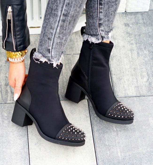 36 37 38 botki 39 40 41 workery z dżetami kolcami na obcasie słupku