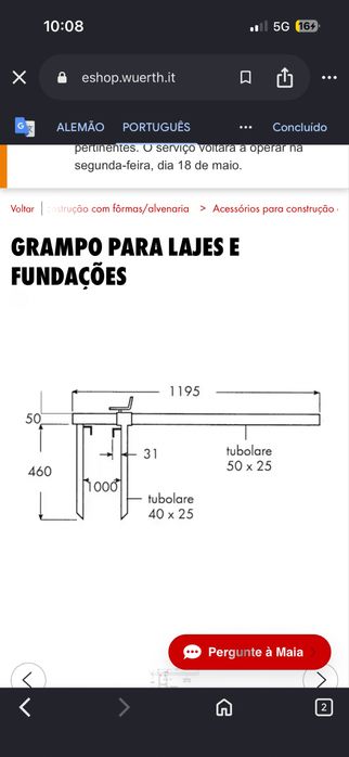 WÜRTH | 37 Grampos para Lajes  e Fundações