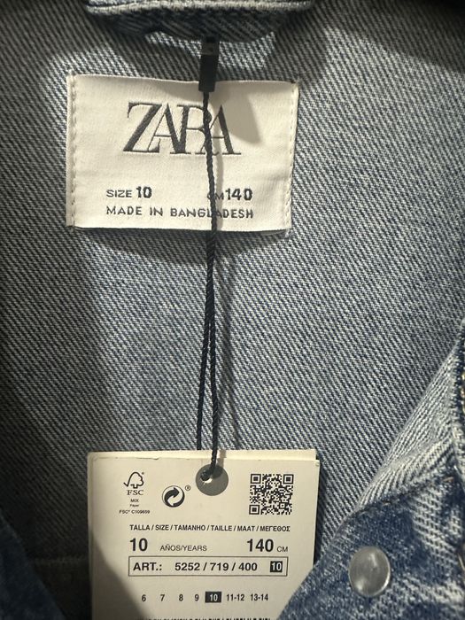 Джинсовий піджак, джинсова куртка Zara на дівчинку 10 років