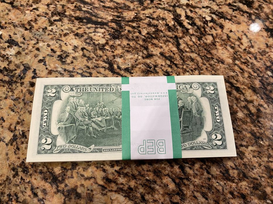 100x 2$ USD Stan UNC dwudolarówki