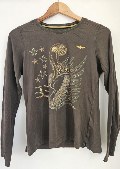 Khaki oliwkowa Bluzka longsleeve Aeronautica militare