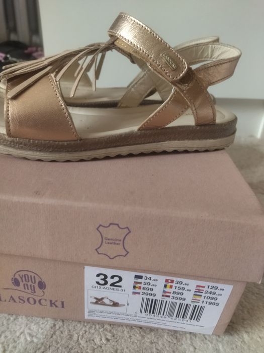 Sandałki złote Lasocki 32