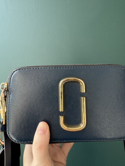 Шкіряна сумка marc jacobs the snapshot синя