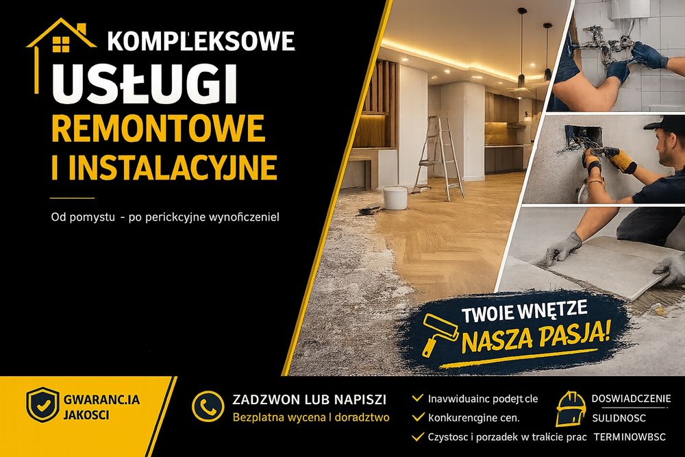 Usługi remontowe wykończeniowe glazurnik malowanie szpachlowanie gipsowanie