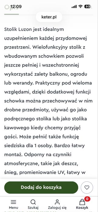 Stolik ogrodowy balkonowy ze schowkiem