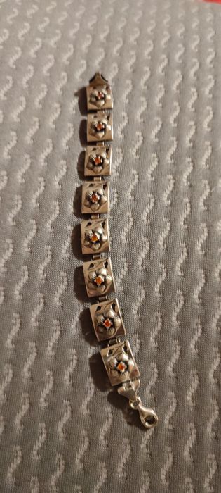 Srebrna bransoletka cyrkonie kwiaty srebro