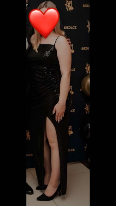 Sukienka błyszcząca czarna rozmiar 40