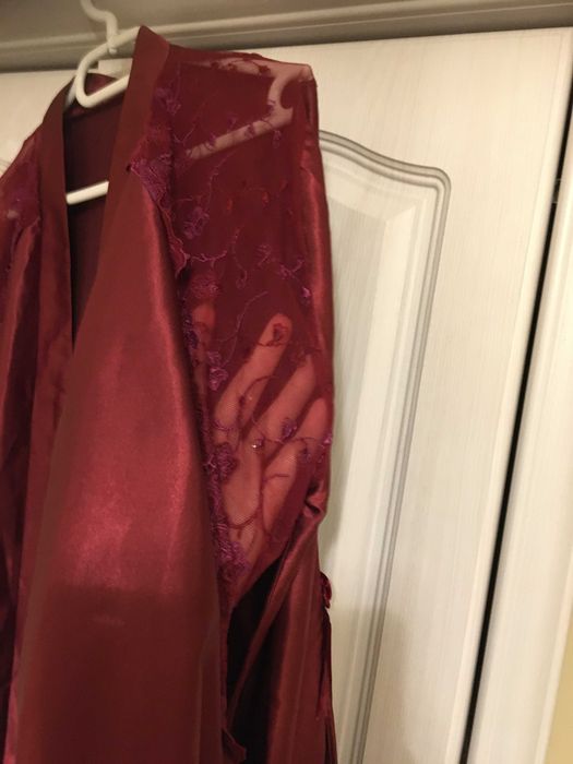 Elegancki satynowy szlafrok koszulkaKomplet 40/42/44 XL/XXL Walentynki