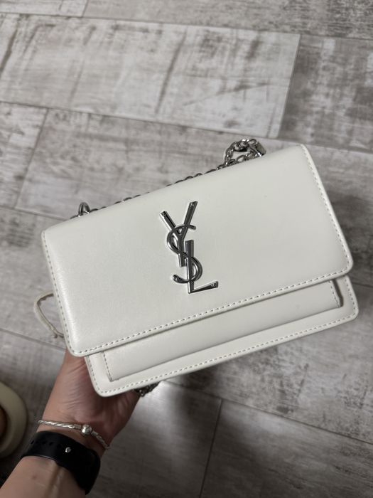 Сумка клатч ysl saint laurent біла