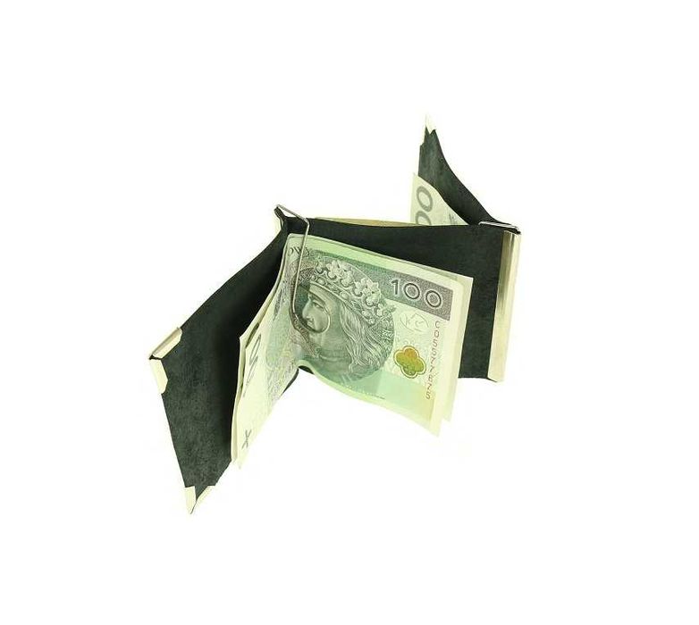 Podwójna spinka do banknotów skóra naturalna klips PL banknotówka