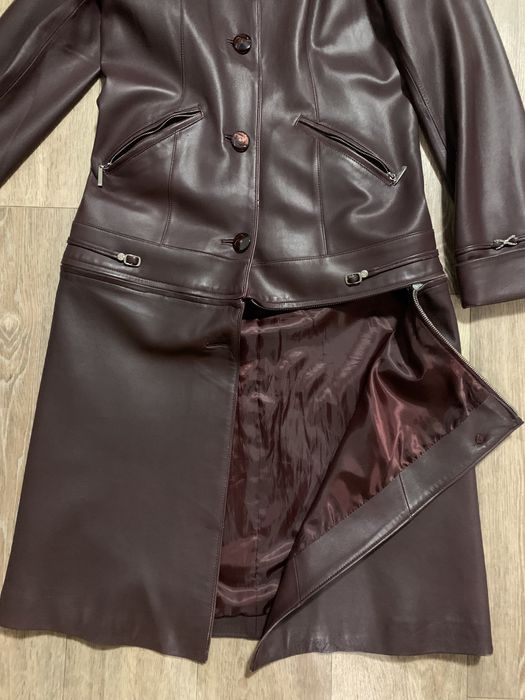 Женский кожаный плащ/женская кожаная куртка