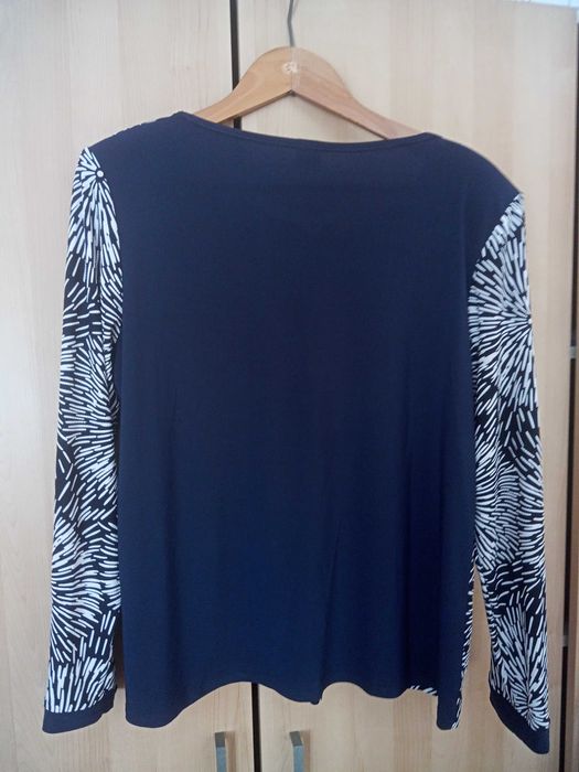 elegancka bluzka granatowa we wzory 42 44 XL XXL jak nowa