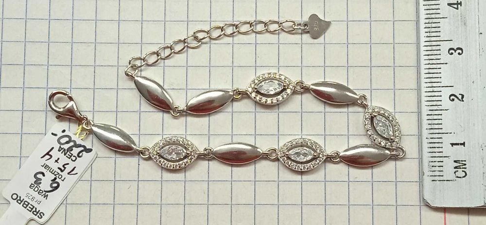 Bransoletka motyw markizy Srebro 925 NOWE 15+4cm