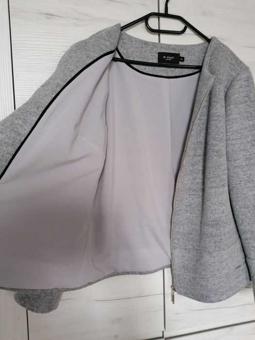 Szary sweter wełniany monnari 46 rozpinany kardigan marynarka żakiet