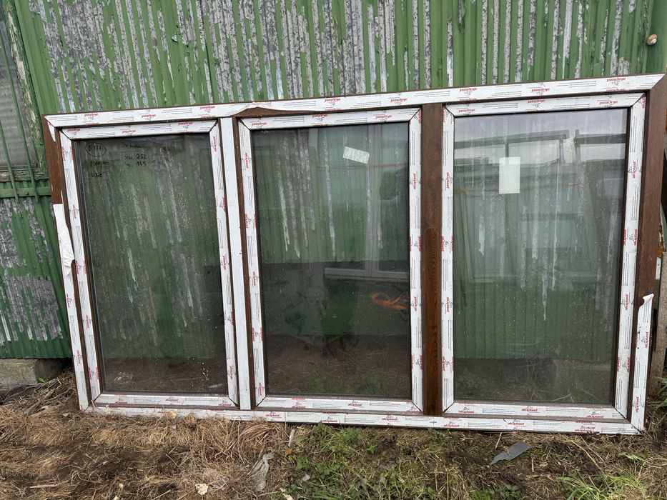 1x okno 3kwaterowe nowe 257x145 orzech biale transport dostepne  juz