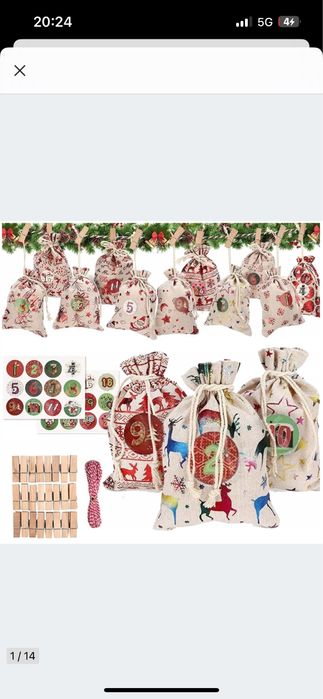 Kakendarz adwentowy DIY woreczki wiszący sznurek prezenty mikolajki