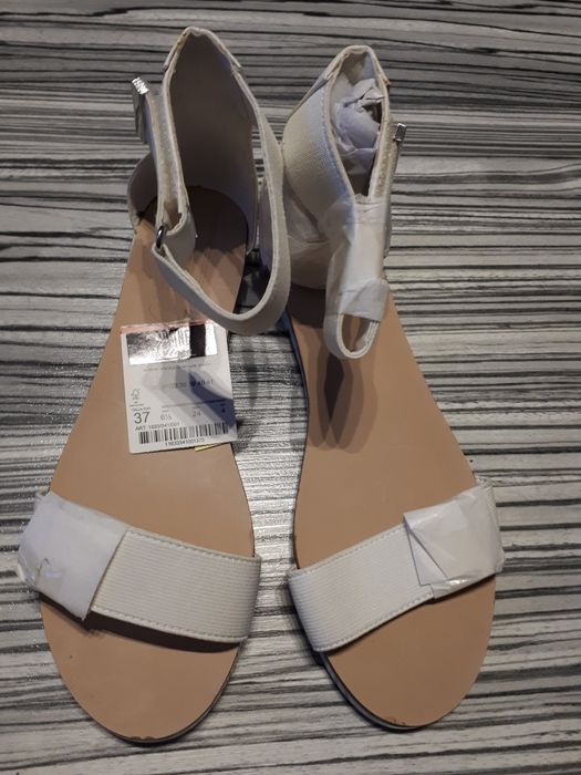 STRADIVARIUS sandały białe paski gumki rzepy 37 NOWE