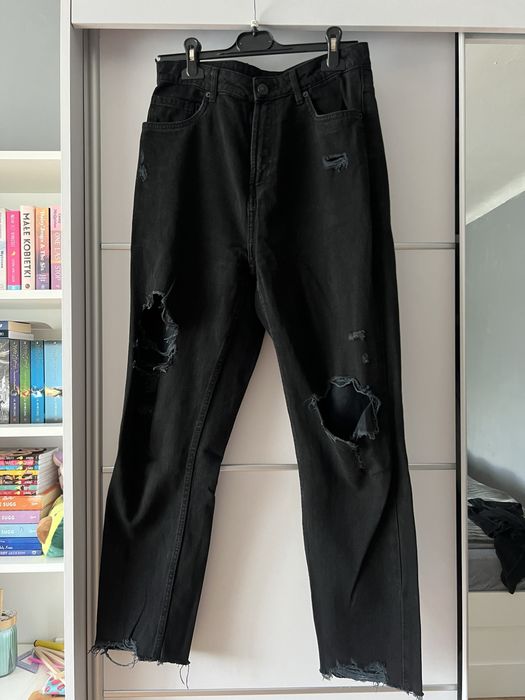 Spodnie jeansowe dżinsowe jeansy dżinsy czarne CROPP