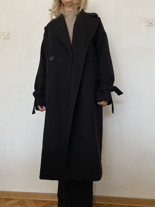 Vero Moda S płaszcz czarny oversize długi