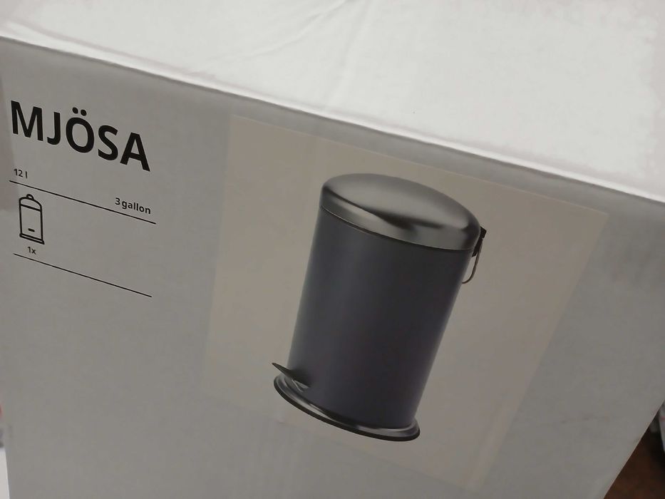 Contentor Ikea Mjösa 12L c/ pedal, inox-antracite, na caixa de origem