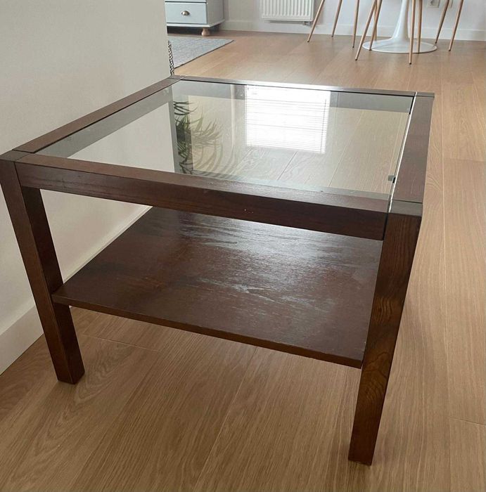 Stolik kawowy z szybą IKEA brązowy