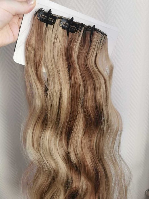 Doczepiane włosy clip in 65 cm pasma orzechowy brąz