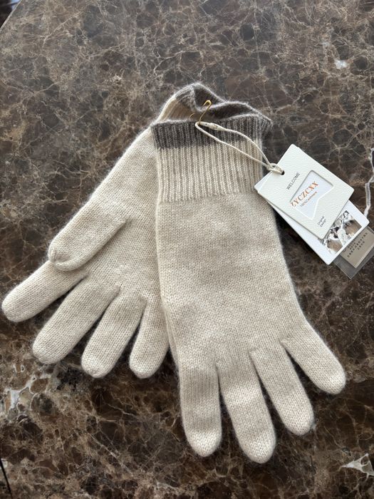 Кашемірові перчатки рукавиці бежеві 100% кашемір