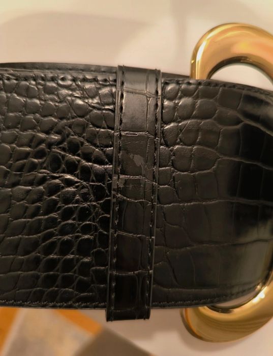 Pasek z klamrą szeroki mango