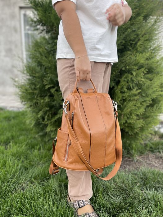 Кожаный рюкзак с защитой от кражи