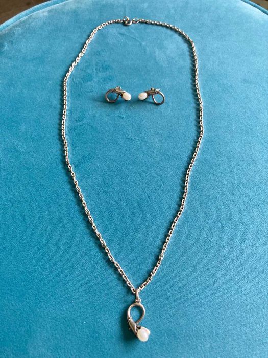 Srebrny komplet łańcuszek wisiorek kolczyki srebro 925