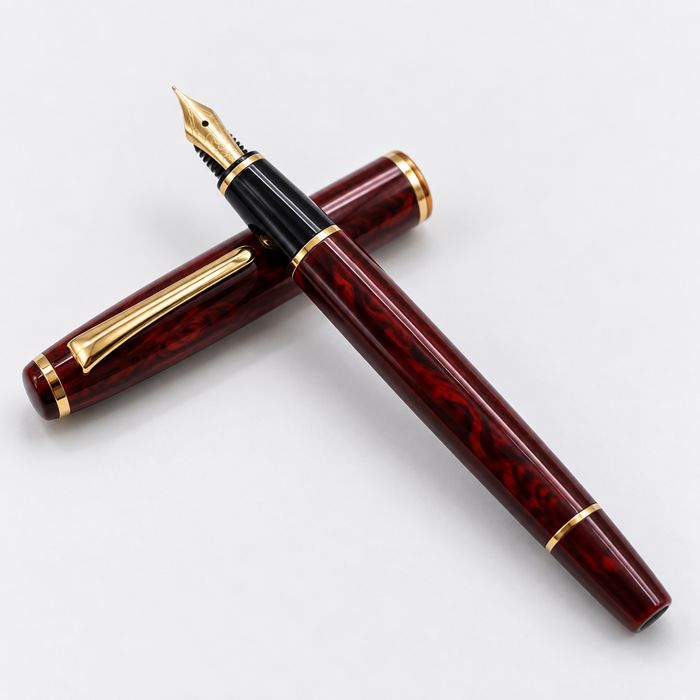 Pilot Grance Red Marble Tinteiro – Aparo Ouro 14K – Vintage