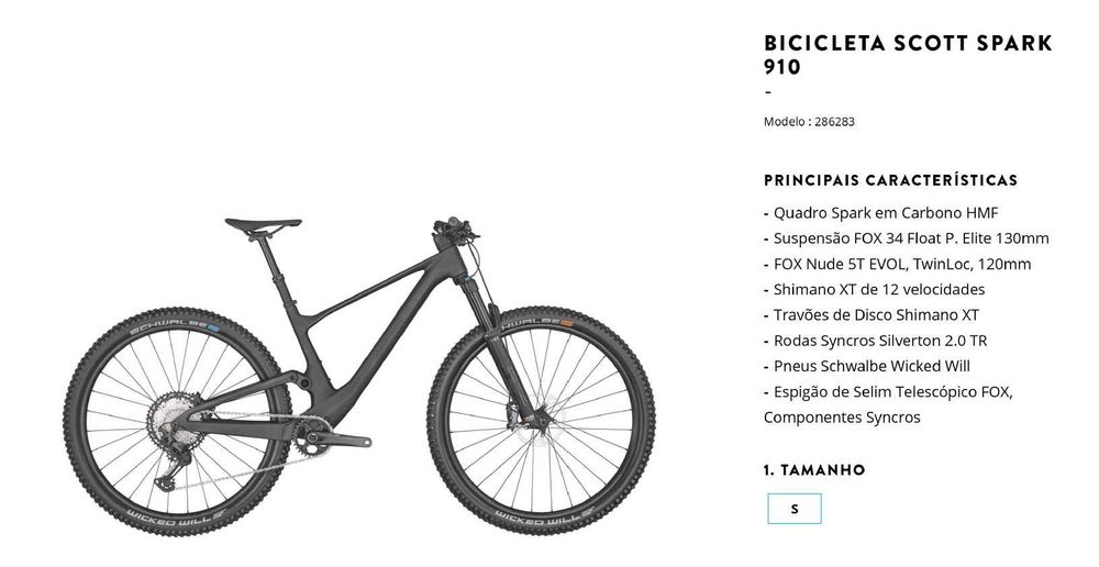 Bicicleta Montanha SCOTT 910 de 2022 como nova! (1000km+- rodados)