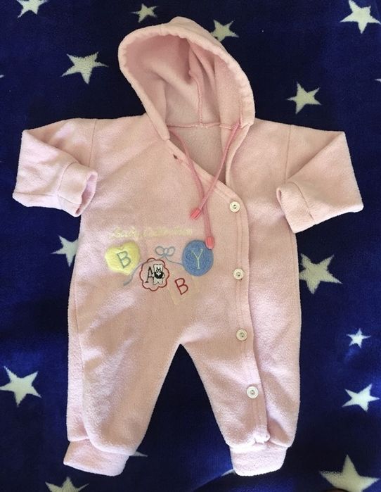 Розовый фильмовый комбинезон  3/6 месяцев -52-68см