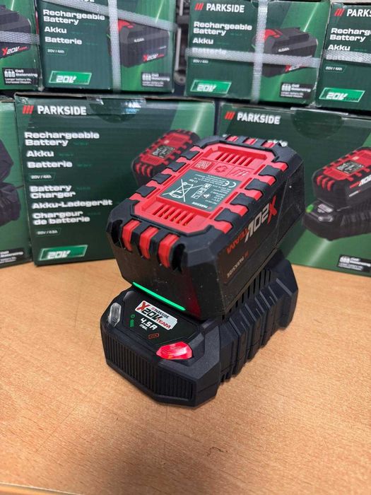 Kit Carregador 4,5A Parkside 20V PLG 20 C3 + Bateria 4Ah