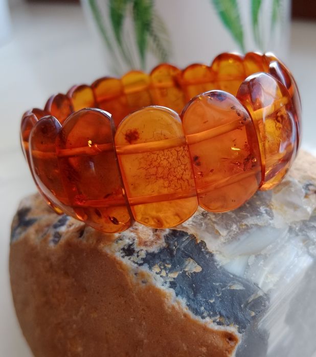 Bransoletka szeroka bursztynu koniakowego bursztyn bałtycki naturalny